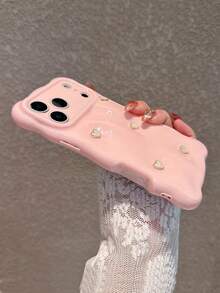 Pink Heart Shaped Soft Silicone Phone Case Compatible With IPhone 17 Pro Max/17 Pro/17/16 Pro Max/16/16 Pro/16 Plus/15/15 Pro Max/15 Pro/15 Plus/13/14 Pro Max/13 Pro/13 Pro Max/14 Pro/14 Pro Max/14 Plus, Shockproof For Women - Pink - Heart - View 6