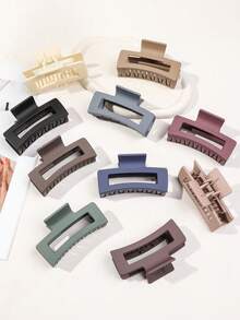 4个/2个哑光粉彩色方形发爪夹，8.5厘米，适合约会、通勤、旅行、卧室、浴室等场合，是节日、生日、情人节礼物的理想之选。时尚发夹，休闲发卡，可随意佩戴。 - 彩色 - 查看 6