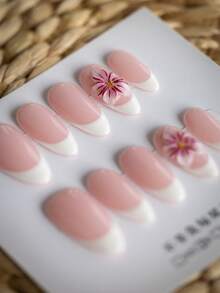 [Quà tặng Ngày Valentine] 10 miếng dán móng tay kiểu Y2K | Hình hoa hồng đỏ 3D, móng tay kiểu Pháp hình hạnh nhân thủ công, đầu móng màu trắng, hoa nhuộm đỏ hồng, móng giả đính ngọc trai vàng, thích hợp sử dụng hàng ngày, đi mua sắm và dự tiệc, món quà tuyệt vời nhất dành cho phụ nữ và các cô gái. - Nhiều màu - Xem 5