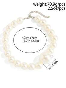 1pc Fashionable High-Quality Faux Pearl Beaded Necklace, Minimalist Personalized Versatile Faux Pearl Beaded Long Necklace Suitable For Women's Daily, Vacation, Party Wear