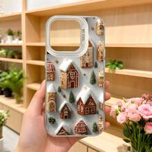 Carcasa de teléfono con diseño de casa de jengibre blanca con estampado navideño para iPhone adecuada para temporada festiva,Aplicable a los teléfonos de la serie Apple y Galaxy - Negro - Ver 5