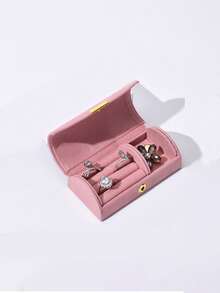 1pc Mini Flip-Top Button Curved Jewelry Storage Box, Travel Jewelry Case, Portable Organizer For Earrings, Rings, And Necklaces For Women - Valentine's Day, Birthday Gift - Multicolor - View 11