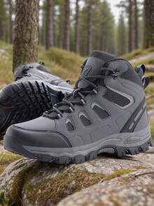 Comfy High Top Hiking Shoes For Plus Size Men - Anti-Skid And Lace Up For Hunting, Camping, And Trekking