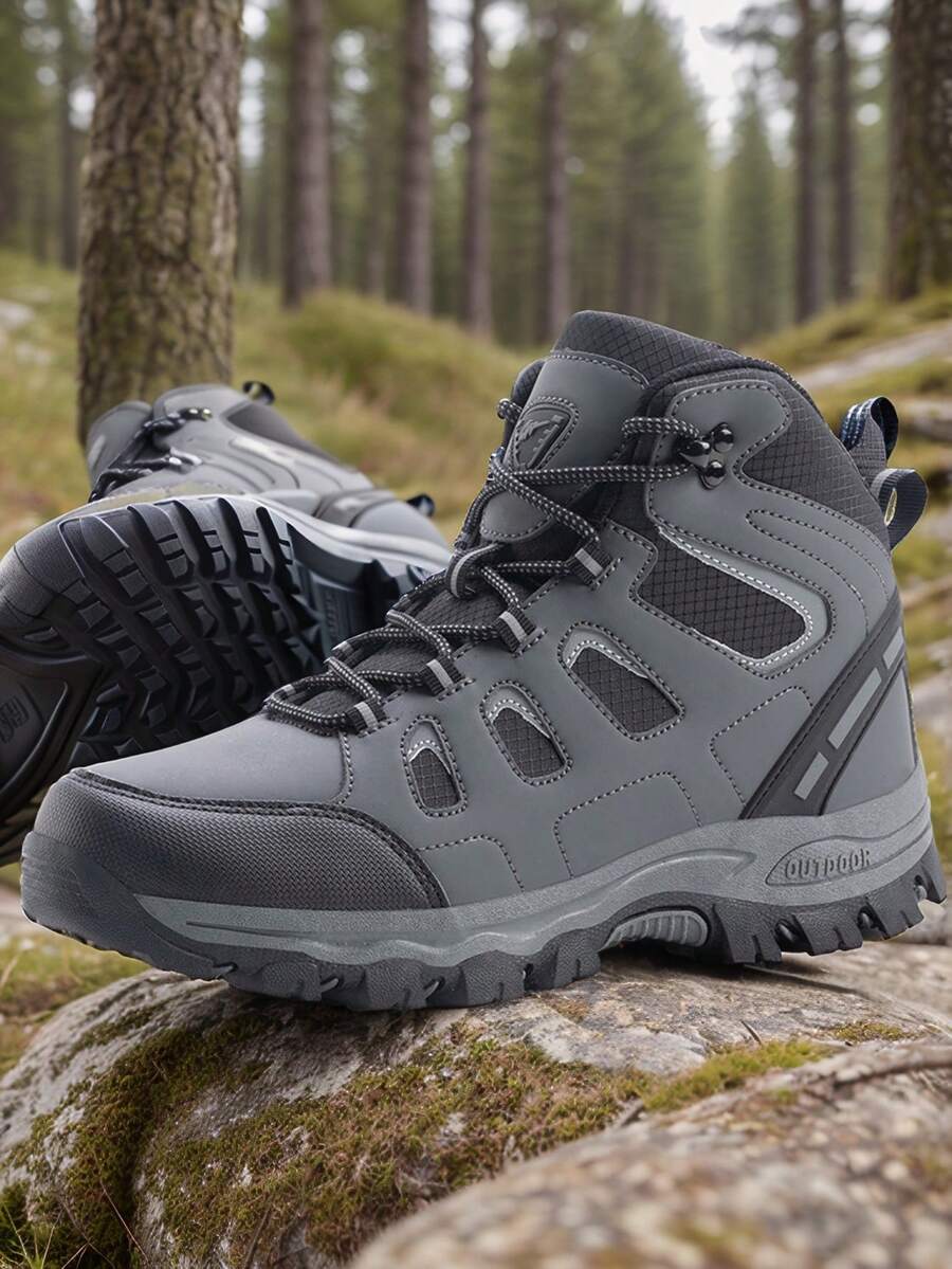 Comfy High Top Hiking Shoes For Plus Size Men - Anti-Skid And Lace Up For Hunting, Camping, And Trekking