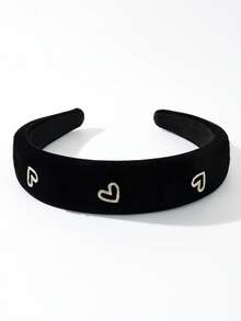 1 accesoriu de păr de Ziua Îndrăgostiților, bandă de păr în formă de inimă din catifea de culoare solidă cu decor cu strasuri, potrivită pentru purtare zilnică, bandă de păr, cerc de păr accesorii cadou de Ziua Îndrăgostiților