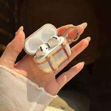 复古透明拼接格子耳机保护套，带挂环，兼容 Pro 2、可爱 Apple 4、简约 3 新半代，女士耳机保护套 - 彩色 - 查看 8