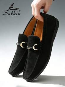 Classic Designer Men's Moccasin Affordable Luxury Sense Plain Suede Slip On Loafers Men Soft Leather Shoes Gentlemen Business Social Shoes Male Daily Office Party Wedding Dress Shoes For Men ‌Couple's Date ‌Romantic Dinner Festive Gift‌ Back To School Students Casual Shoes Preppy,Please Choose One Size Up - Black - View 12