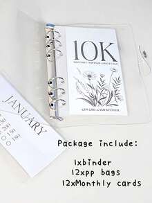 2.5K/5K/10K 12-Month Envelope Savings Challenge Binder, Large Capacity Photo Album, Financial Planning Notebook, Budget Planner - Clear - View 3