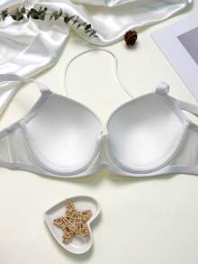 1pc Women's Lace Trim Padded Camisole Bra - Adjustable Straps, Fashionable Everyday Lingerie