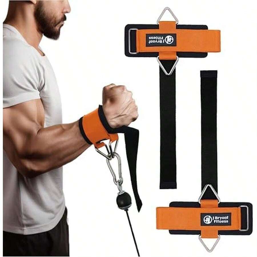 J Bryant Fitness - Correas de muñeca para levantamiento de pesas y máquinas de cables, puños acolchados de primera calidad con hebilla triangular resistente, ideal para entrenamiento de brazos