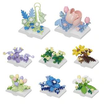 Kreatywne sztuczne kwiaty, plastikowe kwiaty, seria książek, mikro klocki, edukacyjne zabawki dla dzieci, dekoracja stołu, prezent na Dzień Matki, Walentynki i Nowy Rok