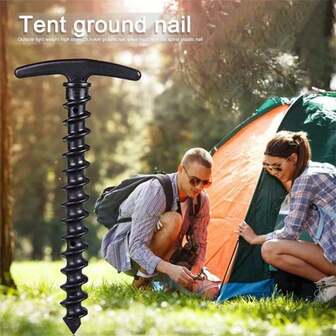 10 piezas de estacas de carpa atornillables - a prueba de viento y lluvia, fáciles de usar para acampar y senderismo (material de plástico, adecuado solo para césped y entorno de suelo limoso)