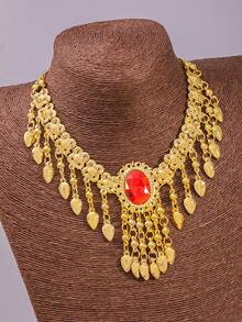 1pc Gold Tassel Necklace Headchain - A Versatile & Fashionable Gold Necklace That Can Be Worn Two Ways - Multicolor 17 - View 6