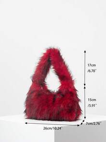 Solid Fluffy Soft Candy Color Satchel Bag, Y2K Style Faux Fur Tote Bags For Ladies, Party Bag, Party Dresses For Women, Winter Fur Purse, Suitable For Commuting, Work, Gatherings, Parties, Perfectly Matching With Fall Outfits Womenfall Clothes For Women, New Arrival Fur Bag For Women - 彩色 - 查看 8