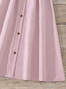 Conjunto de blusa de manga corta con estampado de mariposas y falda larga para niñas - Rosa - Ver 5