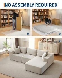 Techigher 108" Modular Sectional Sofa, Boneless Couch With L-Shape Chaise, Upholstered Cloud Couch With Deep Seat For Living Room, Bedroom - Beige_Right Chaise - View 6