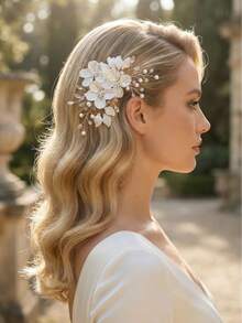 1件装女士亚克力花朵水钻装饰梅花发夹，新娘发饰，优雅情人节配饰