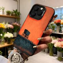 Funda para teléfono con diseño de carro antiguo naranja y negro con texto CASETNO para uso diario en floristería,Aplicable a los teléfonos de la serie Apple y Galaxy - Negro - Ver 6