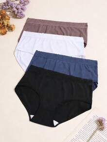 4 Packs Plus Size Women's Underwear | Rib Knit Fabric With Lace Waistband, Multi-Color & Snug Comfort | Ideal For Women's Daily - Multicolor - View 4