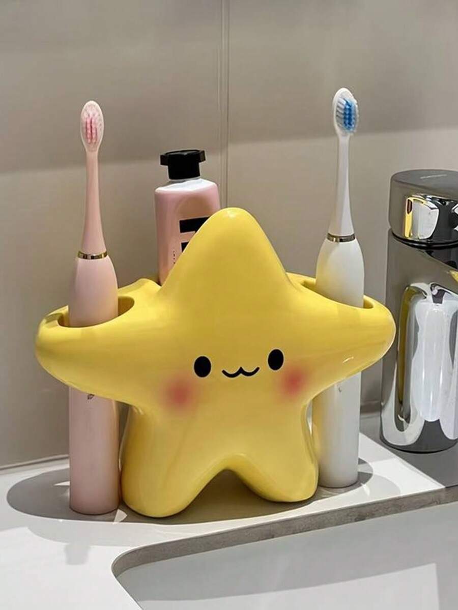 1个卡通星星牙刷架，儿童浴室牙刷收纳架，家用电动牙刷架，浴室储物架