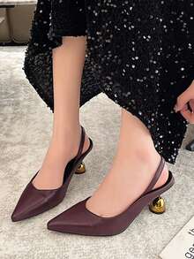 Dép bít mũi gót chunky kiểu dáng slip-on cho nữ, sandal hở gót dáng rộng, mẫu mới thịnh hành mùa Xuân/Hè 2025. - Màu Đỏ Sâu - Xem 6