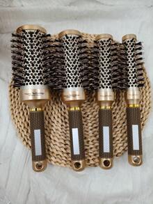 1pc Gold Curling Hair Brush, Professional Salon Styling Comb, Anti-Static Heat-Resistant Aluminum Ceramic Styling Brush, Suitable For All Hair Types - Multicolor - View 7
