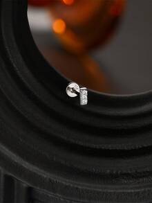 EleRunis 1PC 925 Sterling Silver Star Moon Water Drop Evil Eye Flat Back Cartilage Helix Threaded Piercing Hoop Earring Fine Jewelry For Daily Wear Wedding Party Engagement Anniversary Valentine's Day - Silver - View 8