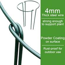 HiGift 6 Pack Tall Plant Support Stakes10" Wide x 24" High Metal Half Round Garden Plant Support Peony Cage and Support Green Plant Support Ring Border for Tomato Hydrangea Flower Indoor Outdoor - Verde oscuro - Ver 4