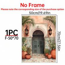 1/6 Canvas Poster Of Islamic Architecture. Bohemian Oriental Arch Watercolor Poster. Islamic Art, Middle Eastern Decor. Ideal For Wall Decor In Living Room, Bedroom, Hallway, Dining Room And Office Corridor. Home Decor And Wall Art! Interior Decoration. Room Decor Aesthetics, Frame Optional - Multicolor - View 32
