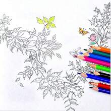 1本《秘密花园》涂色书，附赠彩色铅笔、涂鸦和绘画书 - 彩色 - 查看 12