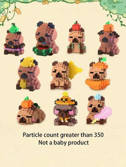 1pc DIY Micro Building Block Decoration Set - Creative Assembling Home Decor, Cute Pug Miniature Building Block Sculpture, Suitable For Desk, Office, Bookshelf, Living Room, Car Decor, Gift Idea, Collectible Cute Desktop Art, Stress Relief Craft And Display Accessory, Valentine's Day, Ramadan Decor, Room Decoration, Gift (Random Packaging)