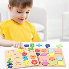 Best Selling Must-Have Gift! Wooden Alphabet & Number Shape Montessori Set, ABC Matching Cognitive Educational Learning Tool