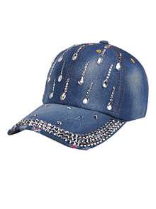 水钻装饰弯檐棒球帽，男女通用休闲户外防晒帽，涤纶材质，春夏款 - 帽子 - 查看 7