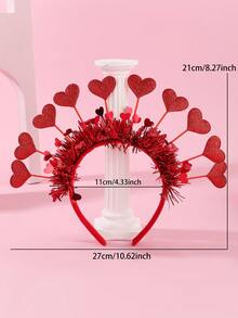 1 قطعة شريط رأس بشكل قلب مزين بالبريق والحب، تصميم جديد يدوي الصنع، مناسب لحفلات عيد الحب، شريط شعر، إكسسوارات شعر هدية عيد الحب