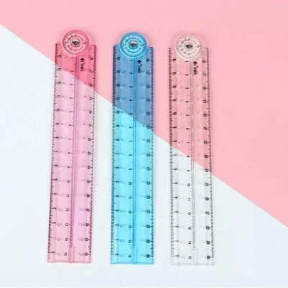 1pc Colorful Transparent Folding Ruler, Flexible Folding Ruler, Student Drawing Ruler, School & Office Supplies, Drawing Tools, Suitable For School, Office, Can Be Given As Gifts To Classmates, Back To School Gifts, Desk Accessories, Office Supplies, School Supplies,Rulers