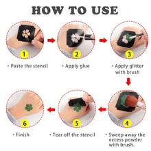 12-Colors Temporary Tattoo Glitter Tattoo Kit Multiple Tattoo Pattern Template Stencils Set For Party Event Dress Up Semi-Permanent Metallic Tattoos Body Art For The Pursuit Of Personal Beauty Tattoo Lovers Local Warehouse - 彩色 - 查看 3