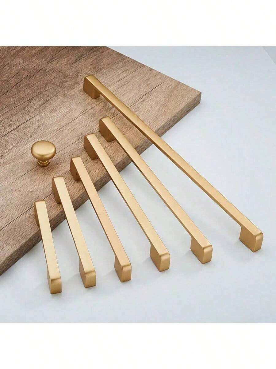 现代铝合金金色厨房橱柜把手和旋钮、抽屉拉手、衣柜门把手、家具五金 - 金色 - 查看 1