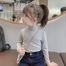 3 件套年轻女孩高领汗衫，休闲春秋季弹性长袖 T 恤