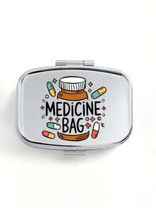 Square Pill Box With Capsule, Tablet, Letter, Bottle Patterns, Portable Medication Storage Compartment, Mini Metal Storage Box, Compact Jewelry And Pill Case, Travel Medicine Box, Large Capacity Compartment, Weekly Pill Organizer, Suitable For Daily Medications And Vitamins, Essential For Doctors And Nurses, Emergency Needs, Travel, Hiking First Aid, Creative Gift With Cartoon Logo - Multicolor - View 12
