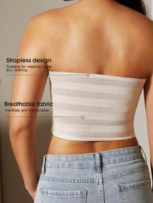 1pc Women Chest Compression Vest, Zip-Up Chest Binder, Adjustable Seamless Chest Flattening Top For /Les - Apricot - View 5