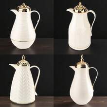 1pc 1L Pink Glass Vacuum Insulated Bottle, Plastic Shell, Home Decor, Coffee/Tea Thermal Carafe - Beige - View 1