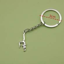 Móc khóa hình tư thế thể dục dụng cụ bằng thép không gỉ, quà tặng cho vũ công và người đam mê thể dục, phụ kiện móc chìa khóa. - Bạc - Xem 2