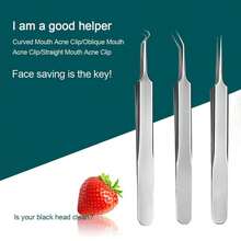 1 Blackhead Tweezers, Slanted Pimple Tweezers, Cell Tweezers, Beauty Tools, Acne Tweezers, Stainless Steel Pimple Tweezers