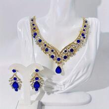 1 Set Luxury Elegant Women's Jewelry Set, Rhinestone Encrusted Earrings & Necklace 3 PiecesSet, Suitable For Brides, Weddings, Banquets, Parties - Jewelry Sets - View 2