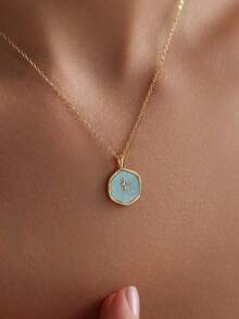 Women's Petite Cross Necklace, Delicate Silver Cross Pendant Necklace, Cute Small Cross Choker, Minimalist Cross Charm Necklace, Simplistic Religious Jewelry, Lovely Gift, Christian Gift, Suitable For Women And Teens, Wearable Year-Round, Also Suitable For Christmas - Silver Blue Base With Oil-dropped Cross - View 8