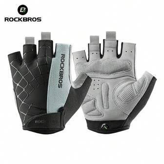  ROCKBROS 半指运动骑行手套，露指防滑减震