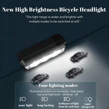 Super Bright 3400 Lumens LED Bike Light USB Rechargeable - 5 Modes Bicycle Headlight With 7H Runtime, IPX6 Waterproof, Quick Release Mount For Mountain Road Cycling Commuting Night Safety - Black - View 1
