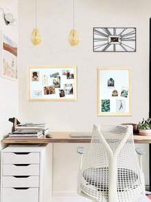 复古木框磁性白板，带框软木板，橡木框架，装饰性壁挂式软木板，是办公室和家居装饰的理想之选，可用作家庭学校留言板或愿景板，是返校季必备品 - 彩色 - 查看 7