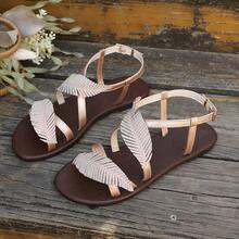 女士波西米亚风平底凉鞋，舒适、优雅、时尚、休闲百搭，夏季新品 - 玫瑰金 - 查看 9