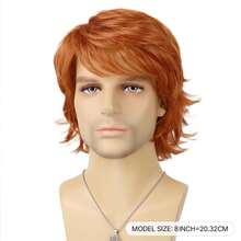 Perruque courte homme orange et moelleuse, à couches naturelles, en fibre synthétique résistante à la chaleur, convient pour les costumes d'Halloween, pour hommes - Multicolore - Voir 3